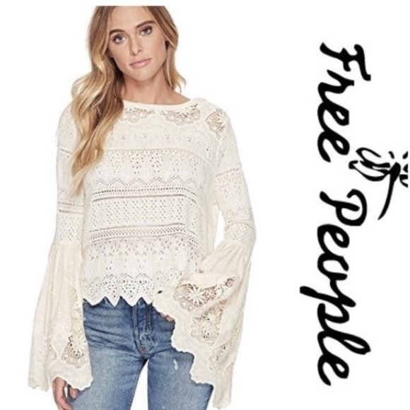 Free People Once Upon a Time Bell Sleeve Top - Picture 1 of 11